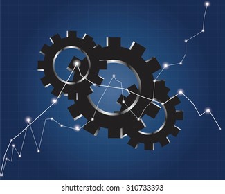 Background and gears Business mechanism concept stock market chart