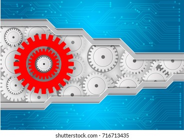 Background with gears and circuit abstract technology. vector illustration