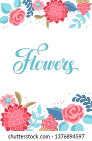 Background with gentle flowers. Beautiful decorative natural plants, buds and leaves.