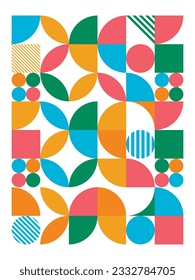 Background geometric abstract design colourful minimal simple geometric graphic designs on a white background. Vector illustration for poster, flyer. 