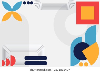 Hintergrund Geometrisch Abstrakte lebendige weiße gelbe blaue Farbe für Druck auf Textilien, Wrapping Paper, Web Design und Social Media. Gestaltungselemente für Buchumschlag, Broschüre, Zeitschrift, Flyer, Heft.