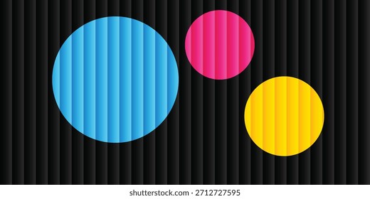 Círculo geométrico de fondo colorido en color negro. Anuncio de textura de rayas degradadas 3D
