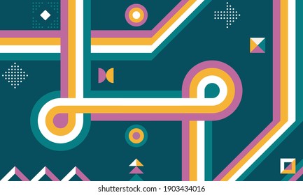 Diseño geométrico de fondo. Patrón de arte abstracto. Cifras geométricas. Afiche de impresión gráfica. Banner de portada de presentación de negocios. Tecnología electrónica de conexión de red. Ilustración vectorial.  