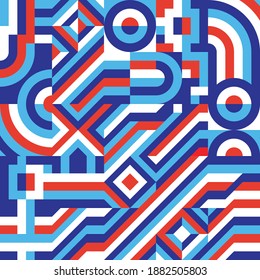 Background geometric design. Abstract pattern digital banner. Mosaic ornament layout. Creative graphic collage composition. Concept poster. Block chain concept banner. Vector illustration. 