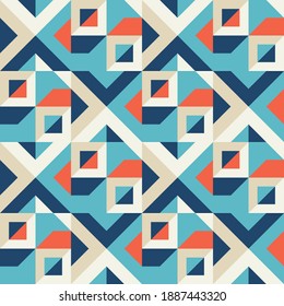 Background geometric design. Abstract seamless pattern. Mosaic graphic ornament. Squares structure. Vector illustration. 