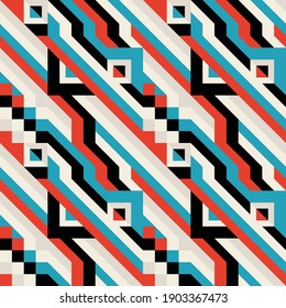 Background geometric design. Abstract seamless pattern. Mosaic graphic ornament. Diagonal structure. Vector illustration. 