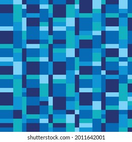 Diseño geométrico de fondo. Colores azules. Resumen de un patrón impecable. Rayas y bloques. Cartel de concepto. El estilo de Glitch. Ilustración vectorial. 