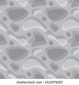 Background geometric design in gray colors. Seamless pattern. Abstract curvilinear smooth shapes and horizontal stripes. Vector illustration. 