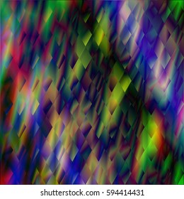Background with geometric elements. Vector illustration. Print on textile. Colorful texture with rhombus. Abstract  glitch. Mardi Gras background. Mosaic rainbow .