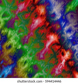 Background with geometric elements. Vector illustration. Print on textile. Colorful texture with rhombus. Abstract  glitch. Mardi Gras background. Mosaic rainbow .