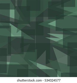 Background with geometric figures in green and khaki colors
