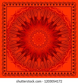 background, geometric floral mandala pattern with ornate lace frame. illustration. for Scarf Print, Fabric, Covers, Scrapbooking, Bandana, Pareo, Shawl
