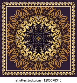 background, geometric floral mandala pattern with ornate lace frame. illustration. for Scarf Print, Fabric, Covers, Scrapbooking, Bandana, Pareo, Shawl