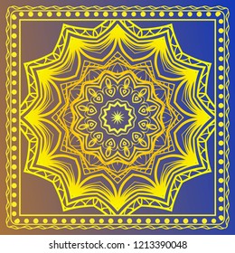 background, geometric floral mandala pattern with ornate lace frame. illustration. for Scarf Print, Fabric, Covers, Scrapbooking, Bandana, Pareo, Shawl