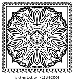background, geometric floral mandala pattern with ornate lace frame. illustration. for Scarf Print, Fabric, Covers, Scrapbooking, Bandana, Pareo, Shawl