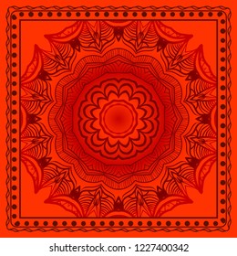 background, geometric floral mandala pattern with ornate lace frame. illustration. for Scarf Print, Fabric, Covers, Scrapbooking, Bandana, Pareo, Shawl