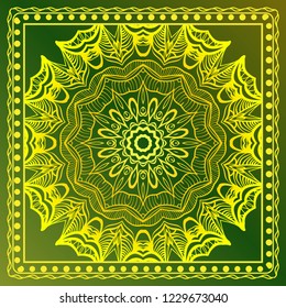 background, geometric floral mandala pattern with ornate lace frame. illustration. for Scarf Print, Fabric, Covers, Scrapbooking, Bandana, Pareo, Shawl