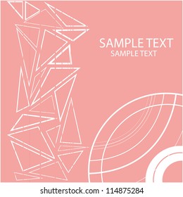 background with geometric objects and pink circles and triangles, vector
