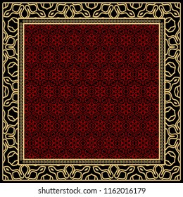 background, geometric pattern with ornate lace frame. illustration. for Scarf Print, Fabric, Covers, Scrapbooking, Bandana, Pareo, Shawl.