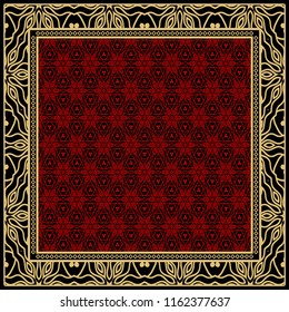 background, geometric pattern with ornate lace frame. illustration. for Scarf Print, Fabric, Covers, Scrapbooking, Bandana, Pareo, Shawl.