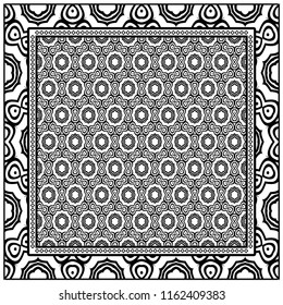 background, geometric pattern with ornate lace frame. illustration. for Scarf Print, Fabric, Covers, Scrapbooking, Bandana, Pareo, Shawl.