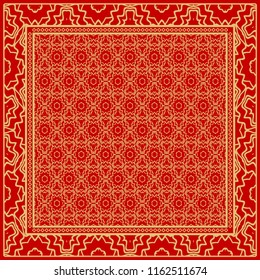 background, geometric pattern with ornate lace frame. illustration. for Scarf Print, Fabric, Covers, Scrapbooking, Bandana, Pareo, Shawl.