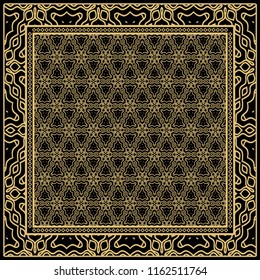 background, geometric pattern with ornate lace frame. illustration. for Scarf Print, Fabric, Covers, Scrapbooking, Bandana, Pareo, Shawl.
