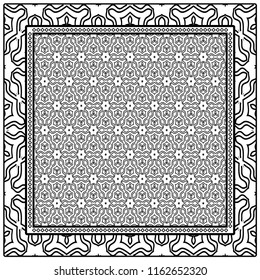 background, geometric pattern with ornate lace frame. illustration. for Scarf Print, Fabric, Covers, Scrapbooking, Bandana, Pareo, Shawl.