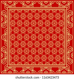 background, geometric pattern with ornate lace frame. illustration. for Scarf Print, Fabric, Covers, Scrapbooking, Bandana, Pareo, Shawl.