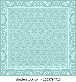background, geometric pattern with ornate lace frame. illustration. for Scarf Print, Fabric, Covers, Scrapbooking, Bandana, Pareo, Shawl
