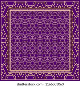 background, geometric pattern with ornate lace frame. illustration. for Scarf Print, Fabric, Covers, Scrapbooking, Bandana, Pareo, Shawl