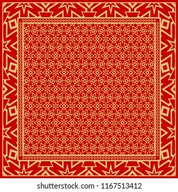 background, geometric pattern with ornate lace frame. illustration. for Scarf Print, Fabric, Covers, Scrapbooking, Bandana, Pareo, Shawl