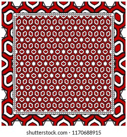 background, geometric pattern with ornate lace frame. illustration. for Scarf Print, Fabric, Covers, Scrapbooking, Bandana, Pareo, Shawl