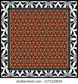 background, geometric pattern with ornate lace frame. illustration. for Scarf Print, Fabric, Covers, Scrapbooking, Bandana, Pareo, Shawl