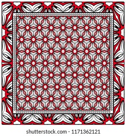 background, geometric pattern with ornate lace frame. illustration. for Scarf Print, Fabric, Covers, Scrapbooking, Bandana, Pareo, Shawl