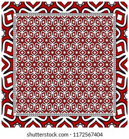 background, geometric pattern with ornate lace frame. illustration. for Scarf Print, Fabric, Covers, Scrapbooking, Bandana, Pareo, Shawl