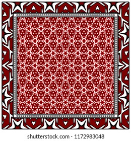 background, geometric pattern with ornate lace frame. illustration. for Scarf Print, Fabric, Covers, Scrapbooking, Bandana, Pareo, Shawl