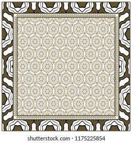 background, geometric pattern with ornate lace frame. illustration. for Scarf Print, Fabric, Covers, Scrapbooking, Bandana, Pareo, Shawl