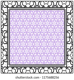 background, geometric pattern with ornate lace frame. illustration. for Scarf Print, Fabric, Covers, Scrapbooking, Bandana, Pareo, Shawl