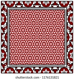 background, geometric pattern with ornate lace frame. illustration. for Scarf Print, Fabric, Covers, Scrapbooking, Bandana, Pareo, Shawl