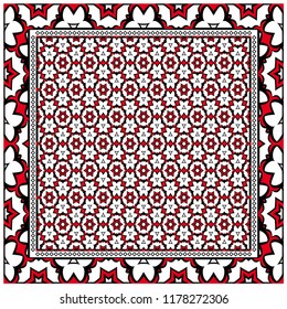 background, geometric pattern with ornate lace frame. illustration. for Scarf Print, Fabric, Covers, Scrapbooking, Bandana, Pareo, Shawl