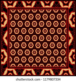 background, geometric pattern with ornate lace frame. illustration. for Scarf Print, Fabric, Covers, Scrapbooking, Bandana, Pareo, Shawl