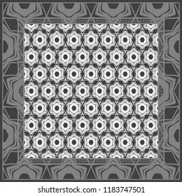 background, geometric pattern with ornate lace frame. illustration. for Scarf Print, Fabric, Covers, Scrapbooking, Bandana, Pareo, Shawl