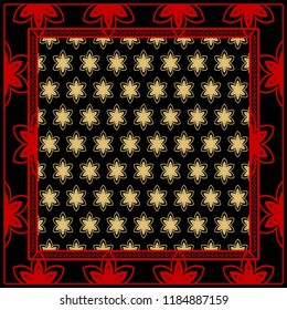 background, geometric pattern with ornate lace frame. illustration. for Scarf Print, Fabric, Covers, Scrapbooking, Bandana, Pareo, Shawl