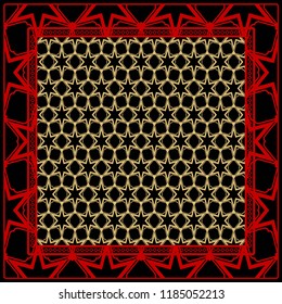 background, geometric pattern with ornate lace frame. illustration. for Scarf Print, Fabric, Covers, Scrapbooking, Bandana, Pareo, Shawl