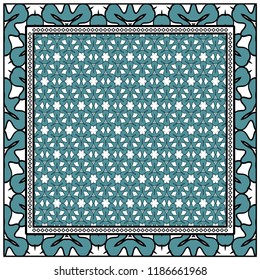 background, geometric pattern with ornate lace frame. illustration. for Scarf Print, Fabric, Covers, Scrapbooking, Bandana, Pareo, Shawl