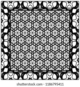 background, geometric pattern with ornate lace frame. illustration. for Scarf Print, Fabric, Covers, Scrapbooking, Bandana, Pareo, Shawl