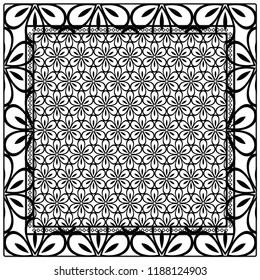 background, geometric pattern with ornate lace frame. illustration. for Scarf Print, Fabric, Covers, Scrapbooking, Bandana, Pareo, Shawl