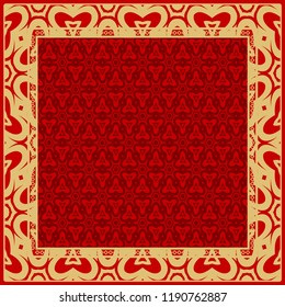 background, geometric pattern with ornate lace frame. illustration. for Scarf Print, Fabric, Covers, Scrapbooking, Bandana, Pareo, Shawl