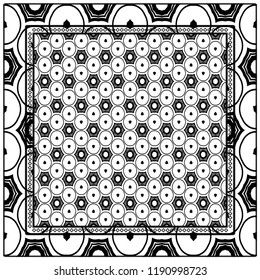 background, geometric pattern with ornate lace frame. illustration. for Scarf Print, Fabric, Covers, Scrapbooking, Bandana, Pareo, Shawl